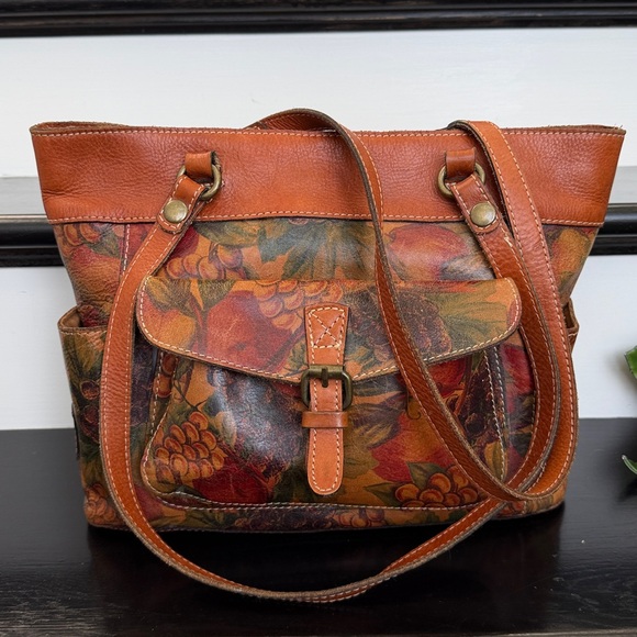 Patricia Nash genuine leather shoulder tote bag purse floral Italian leather - Picture 10 of 12